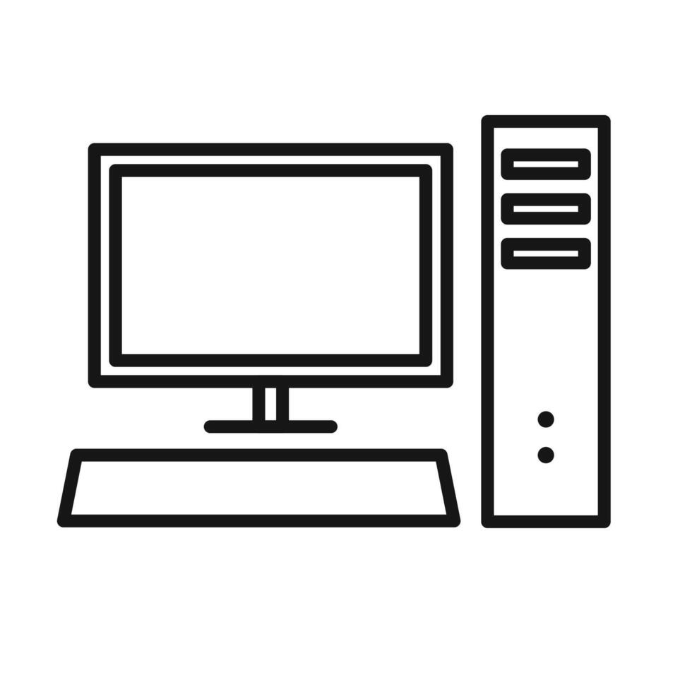 Computer icon Black line art logo vector
