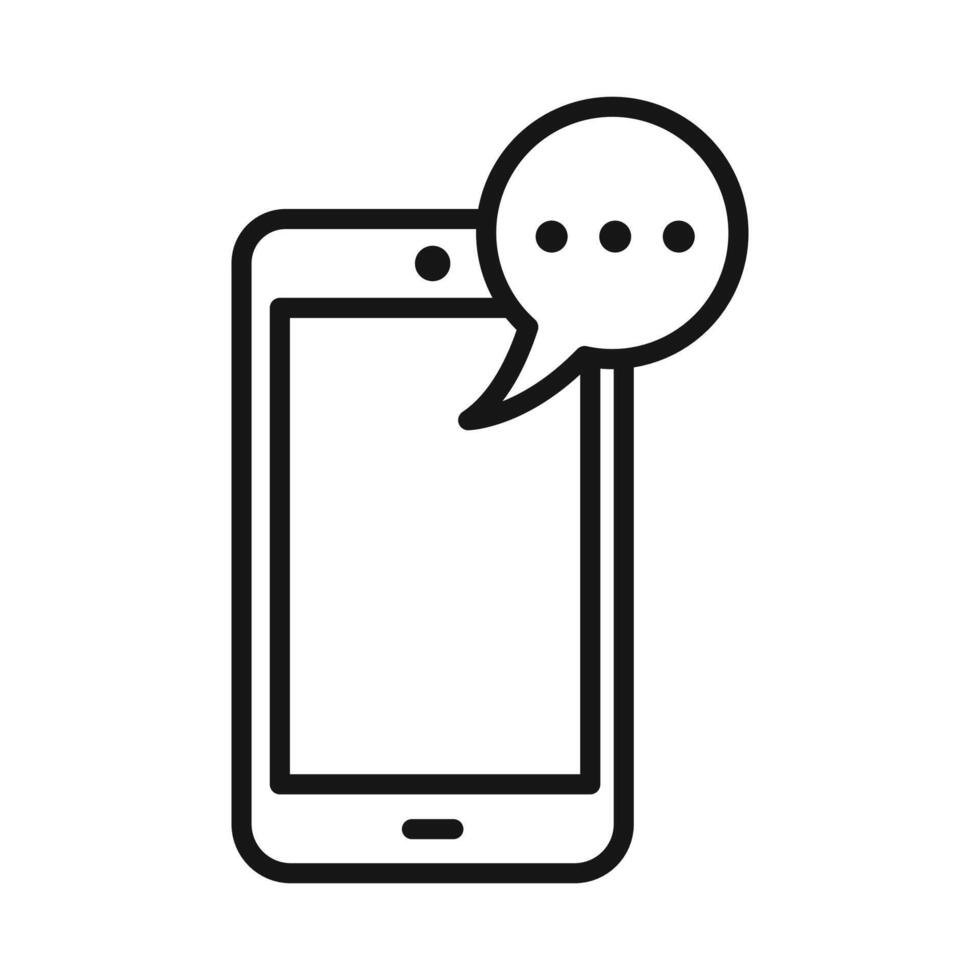 Message phone icon Black line art logo vector