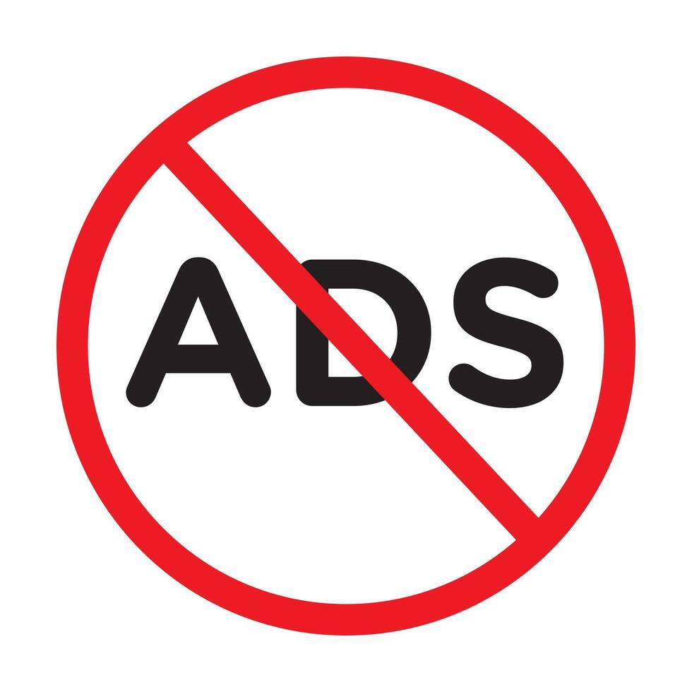 No ads icon Black line art logo vector