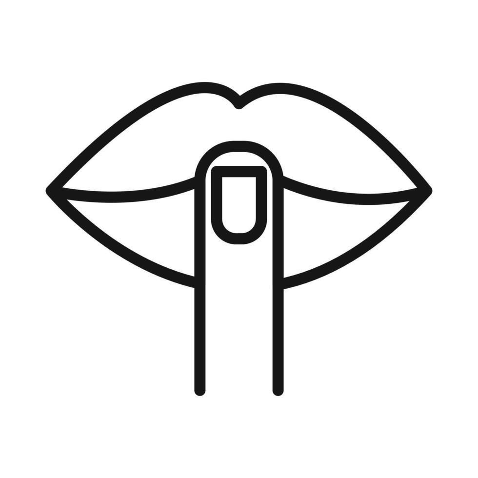 Please do quite pssst icon Black line art logo vector