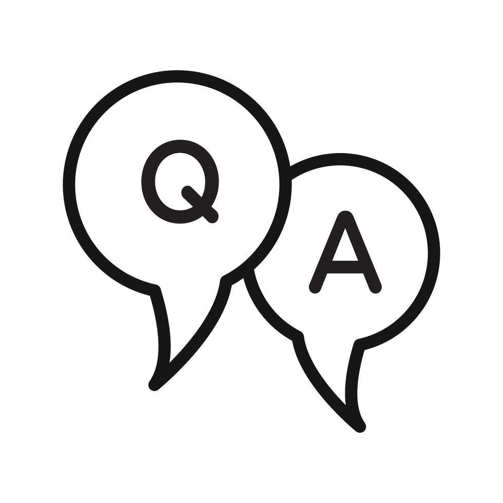 Questions and answers icon Black line art logo vector