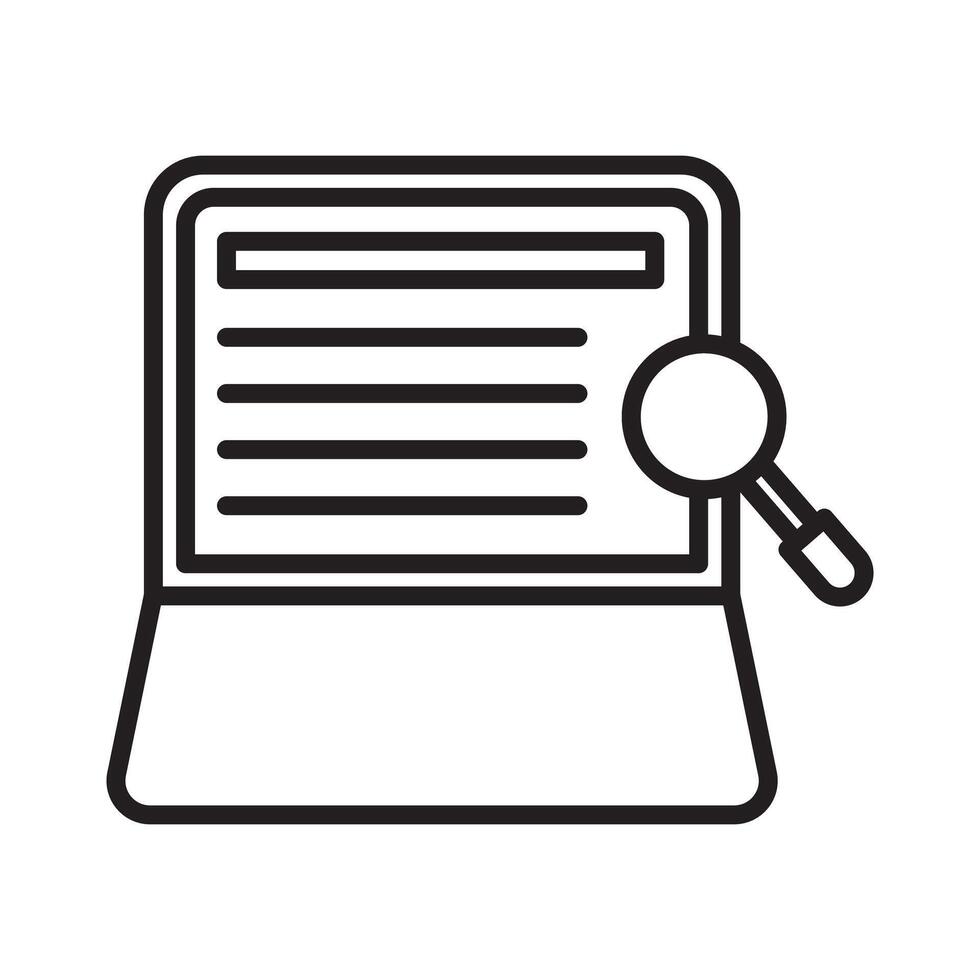 Researching information online icon Black line art logo vector