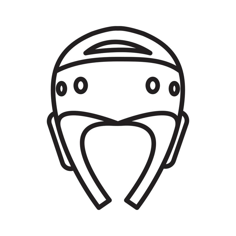 Taekwondo helmet icon Black line art logo vector