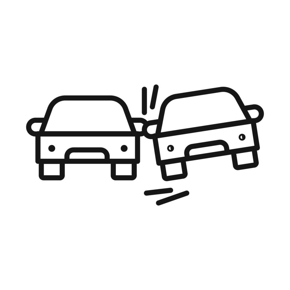 car side crash icon Black line art logo vector