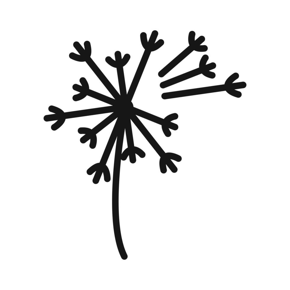 dandelion icon Black line art logo vector