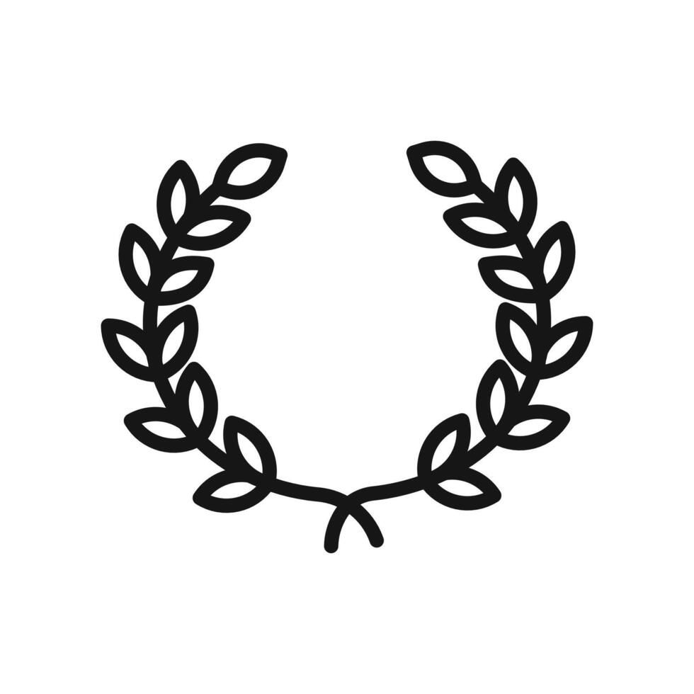 laurel wreath icon Black line art logo vector