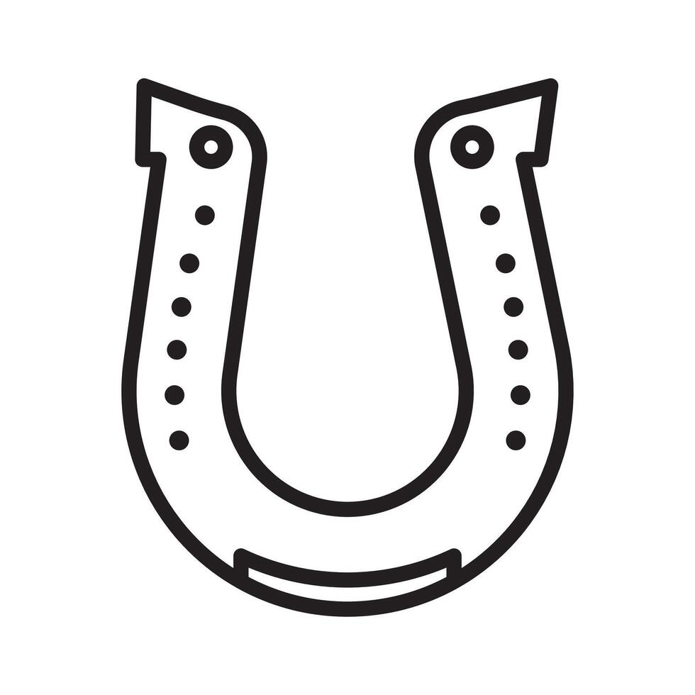 lucky horseshoe icon Black line art logo vector