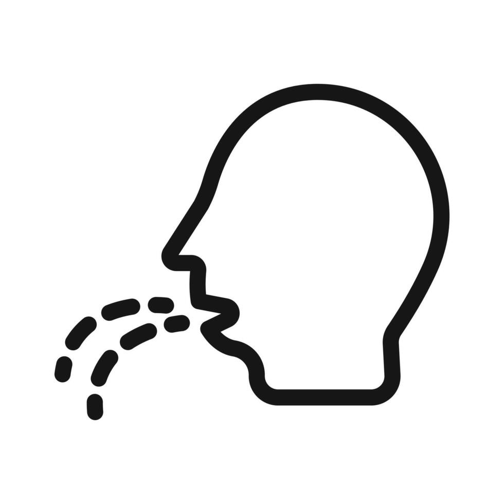 man coughs icon Black line art logo vector