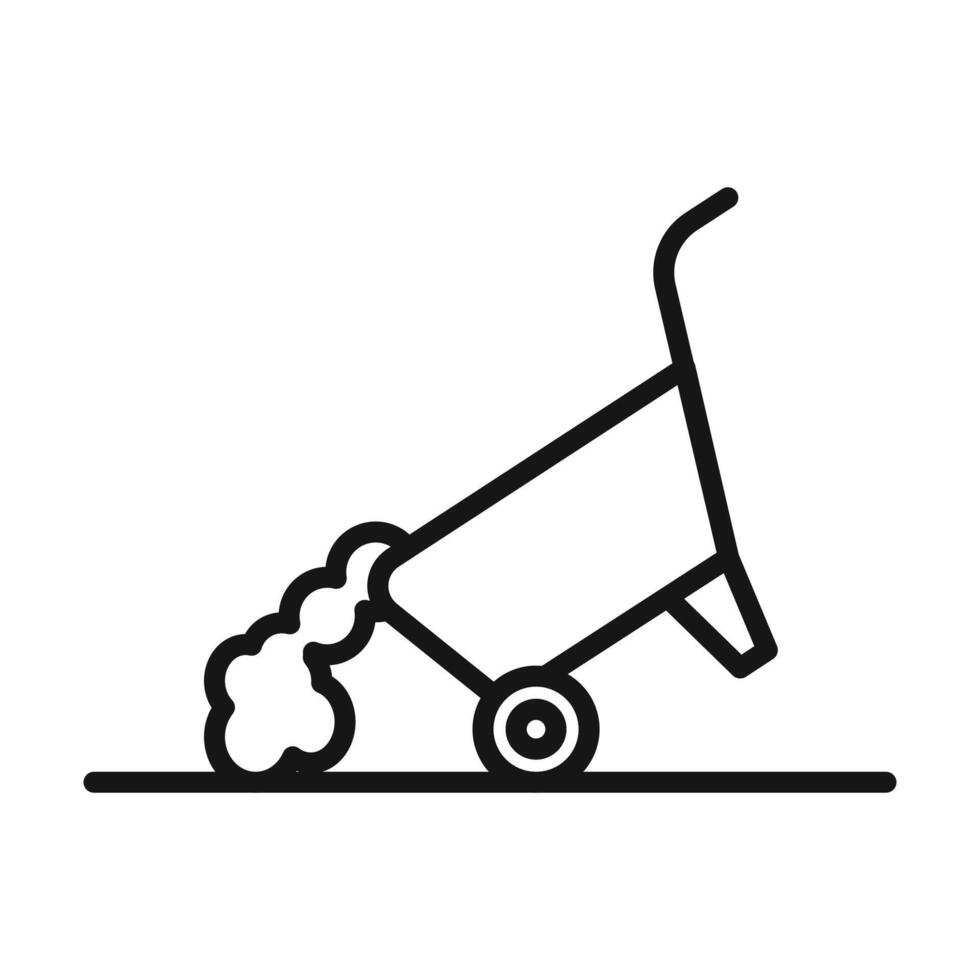 wheelbarrow unloading icon Black line art logo vector