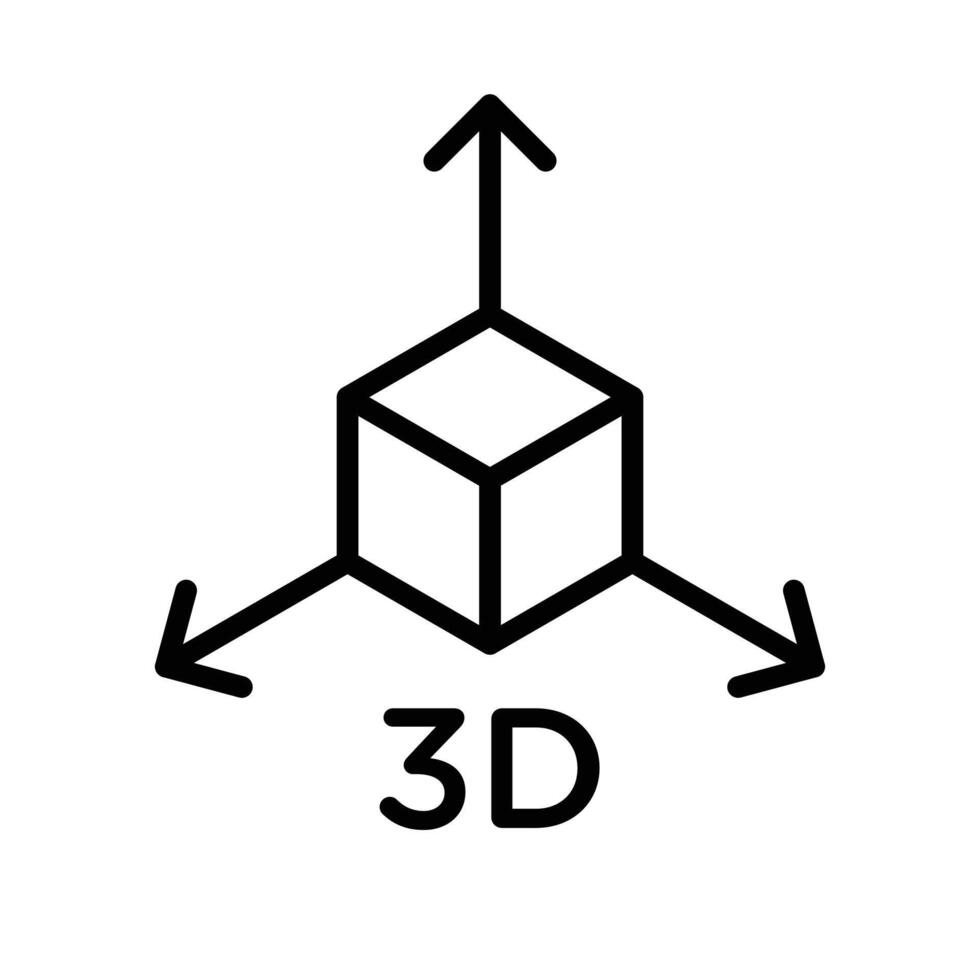 3D icon linear logo mark in black and white vector
