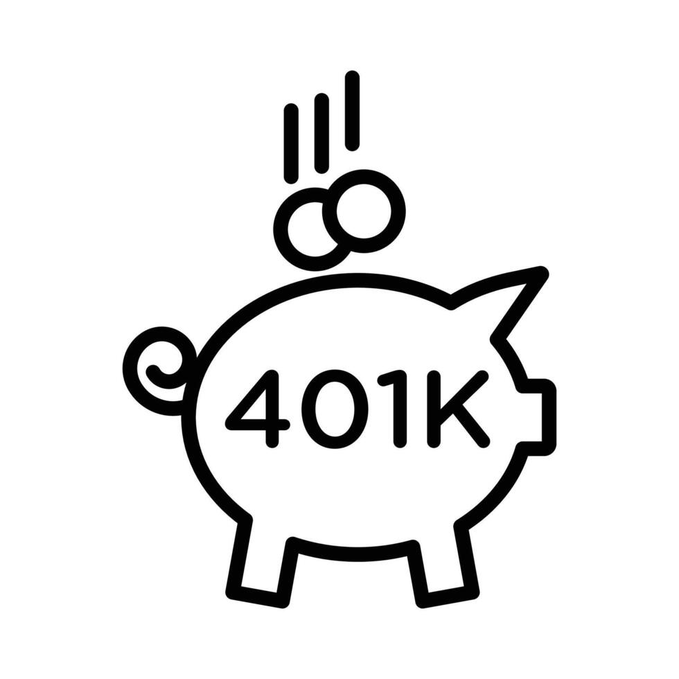 401k retirement savings icon linear logo mark in black and white vector