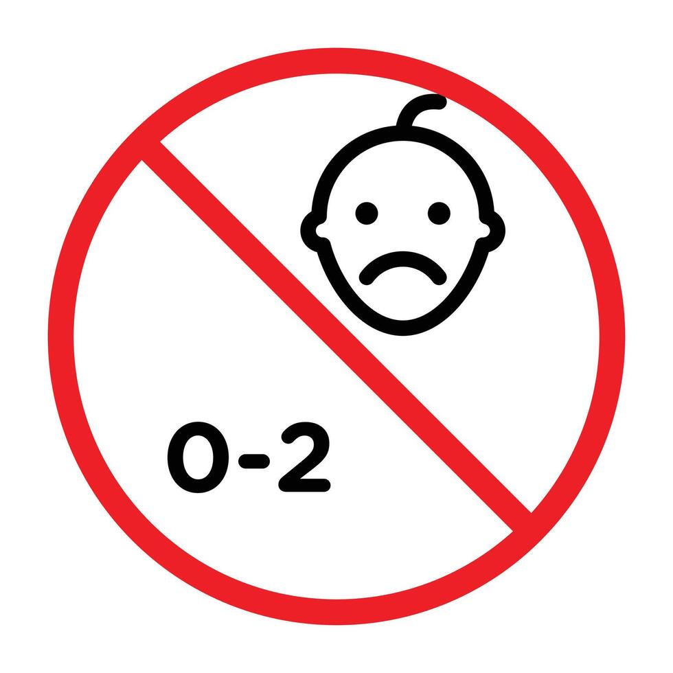 Age restriction sign for child icon linear logo mark in black and white vector
