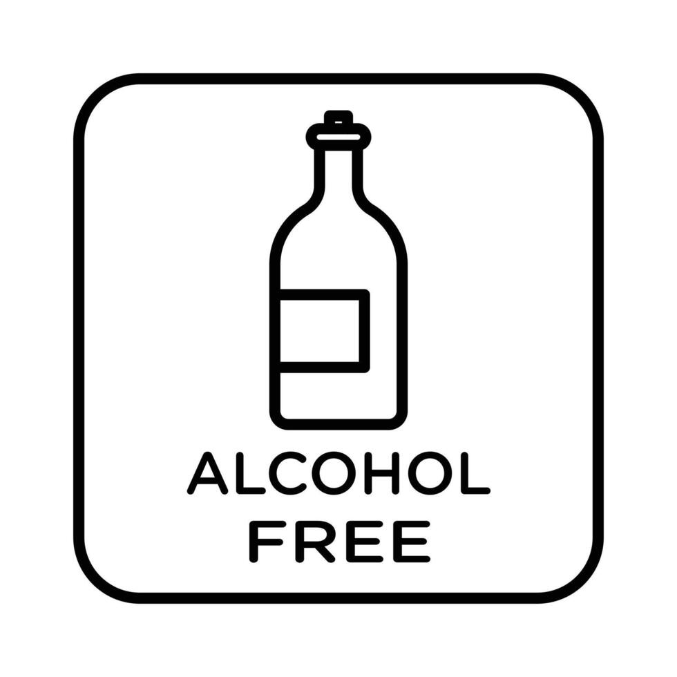 Alcohol free icon linear logo mark in black and white vector