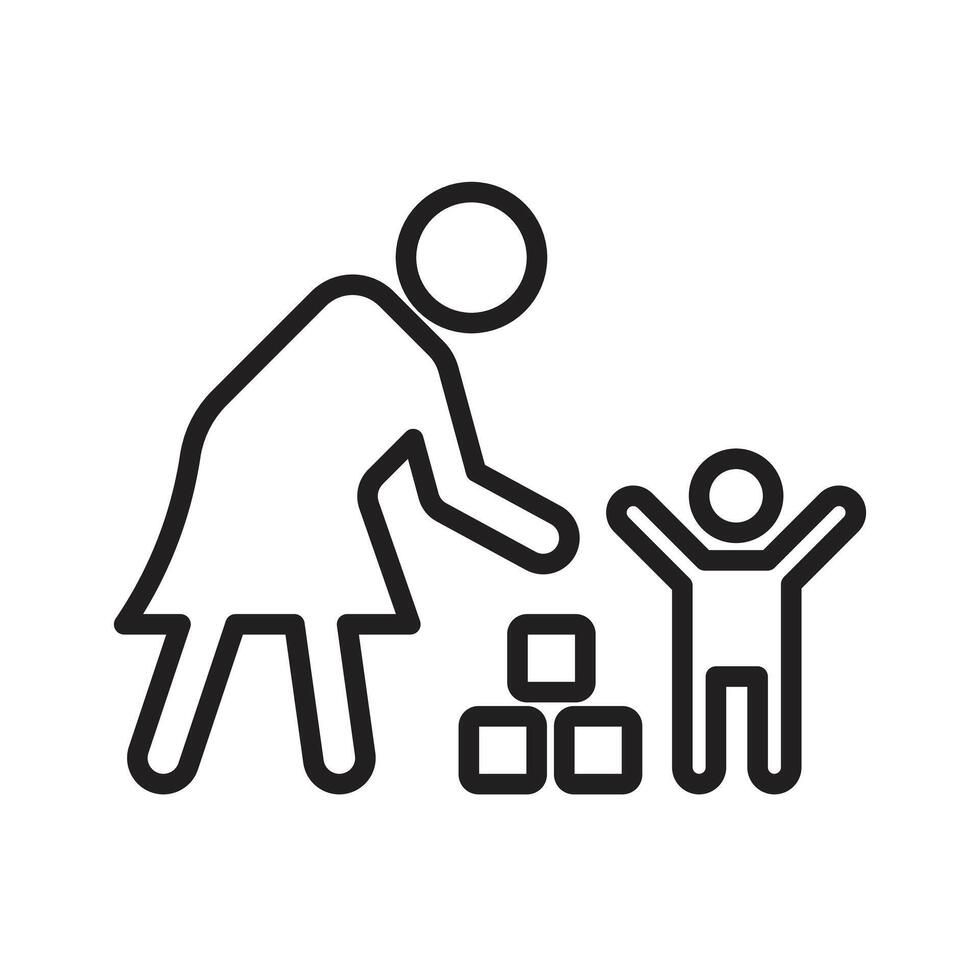 Babysitter icon linear logo mark in black and white vector