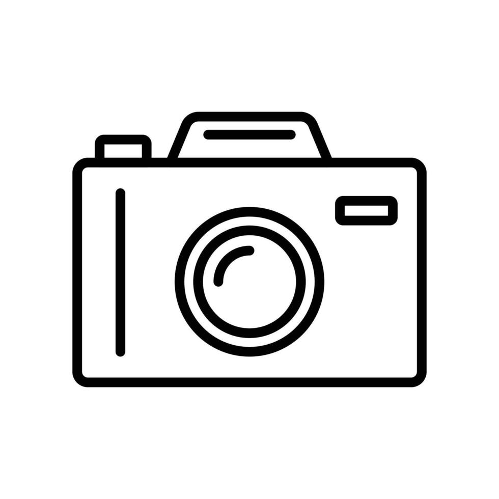 Camera icon linear logo mark in black and white vector