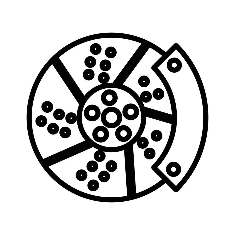 Car brake disk with caliper icon linear logo mark in black and white vector