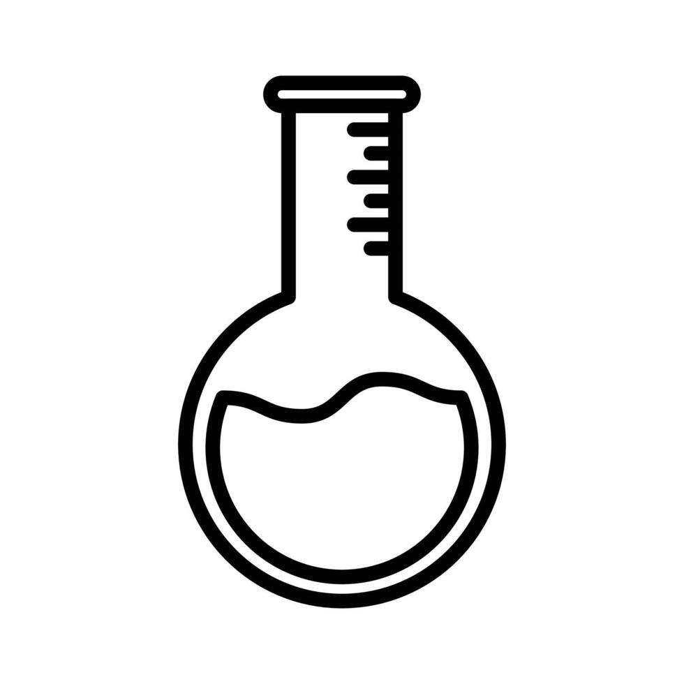 Chemical flask icon linear logo mark in black and white vector