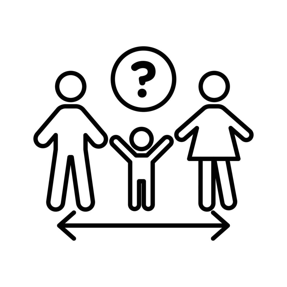 Child custody icon linear logo mark in black and white vector
