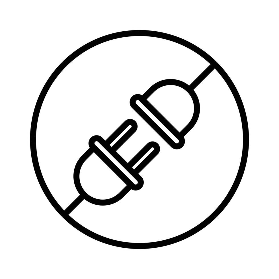 Connect plug icon linear logo mark in black and white vector