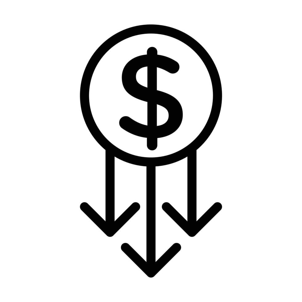 Cost reduction icon linear logo mark in black and white vector