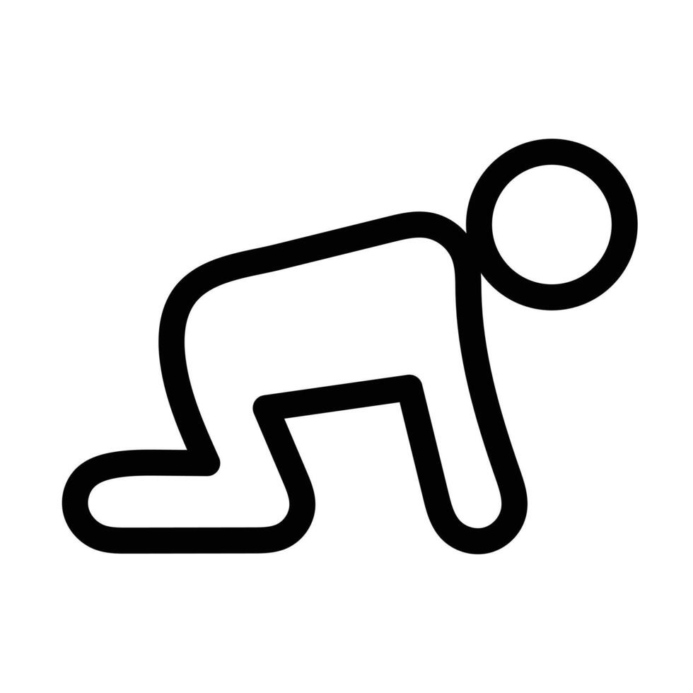 Crawling baby icon linear logo mark in black and white vector