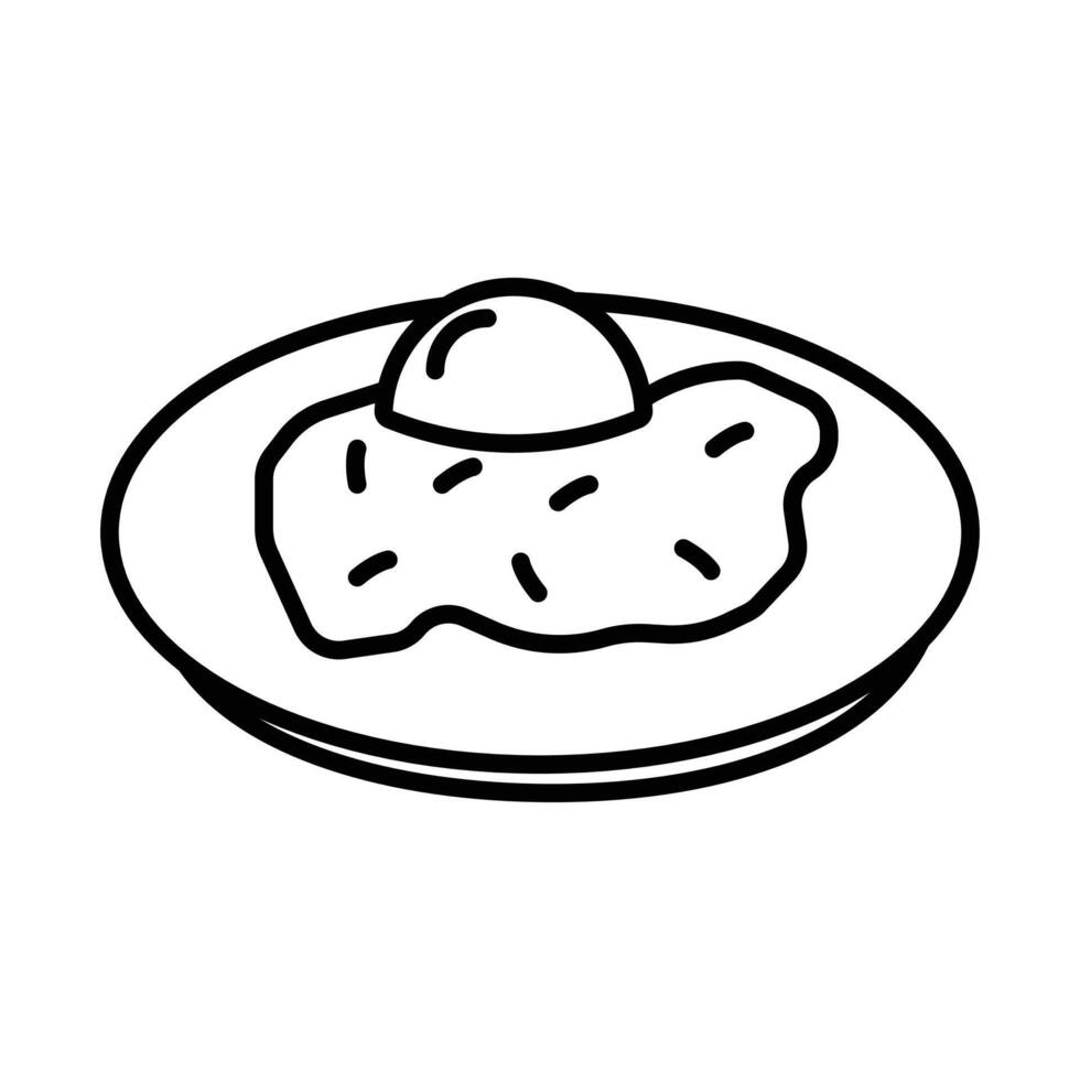 Egg on plate icon linear logo mark in black and white vector