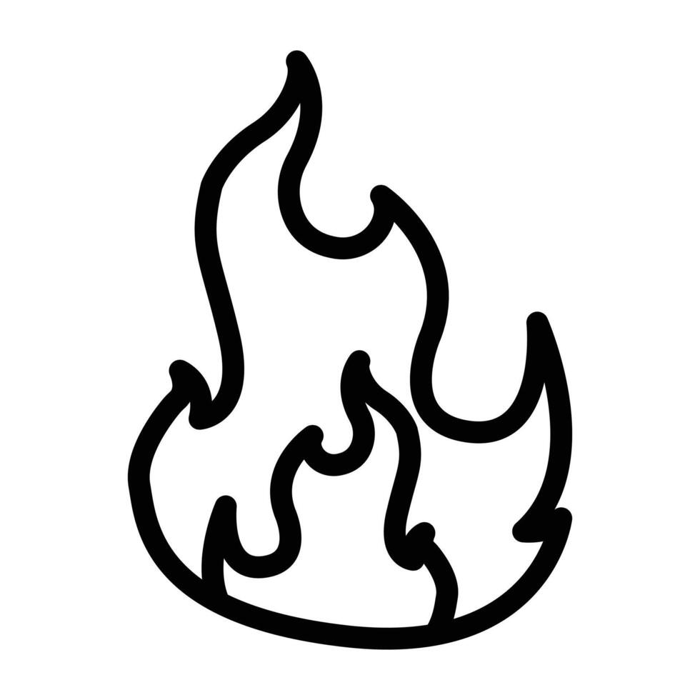 Fire flame icon linear logo mark in black and white vector