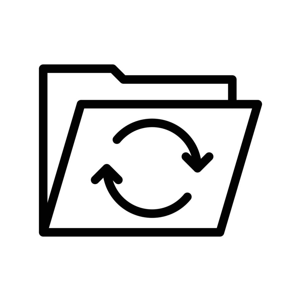 Folder sync icon linear logo mark in black and white vector