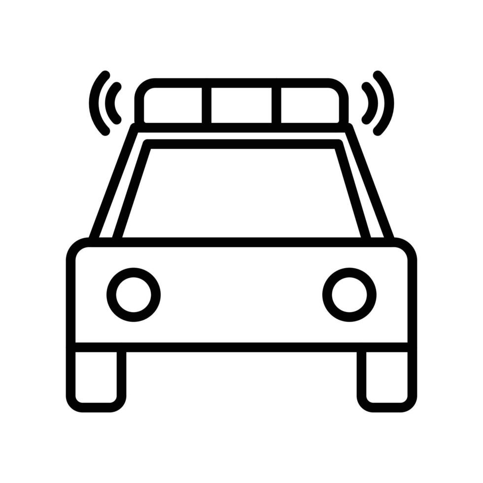 Flashing police car icon linear logo mark in black and white vector