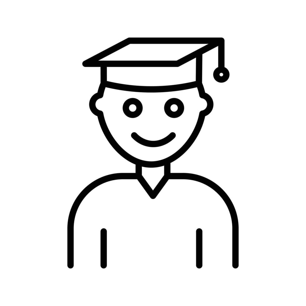 Graduated student icon linear logo mark in black and white vector