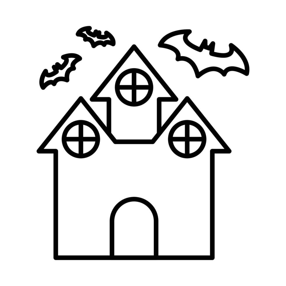 Haunted house icon linear logo mark in black and white vector