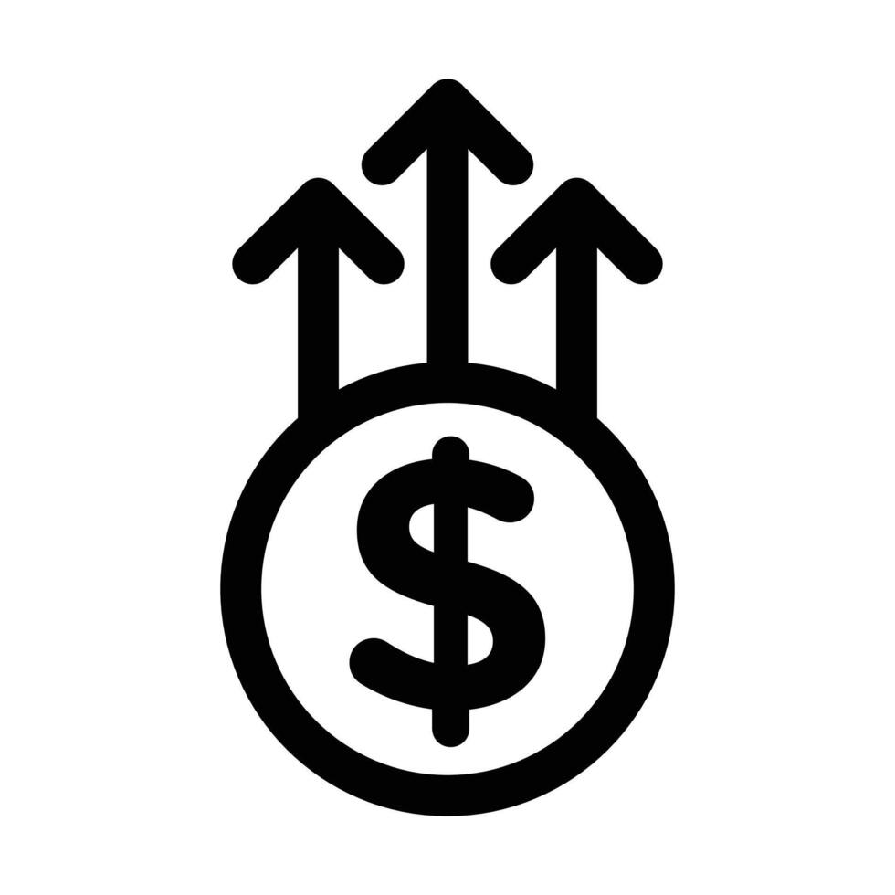 Increase money icon linear logo mark in black and white vector