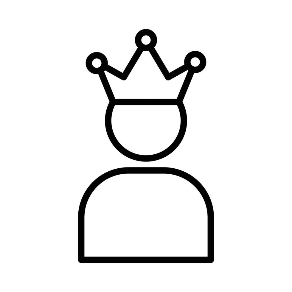 King icon linear logo mark in black and white vector