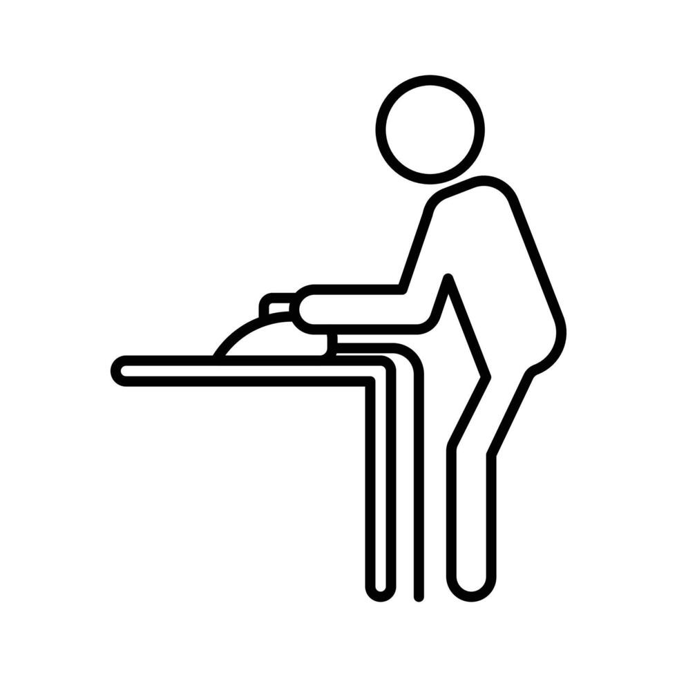 Man iron clothes icon linear logo mark in black and white vector