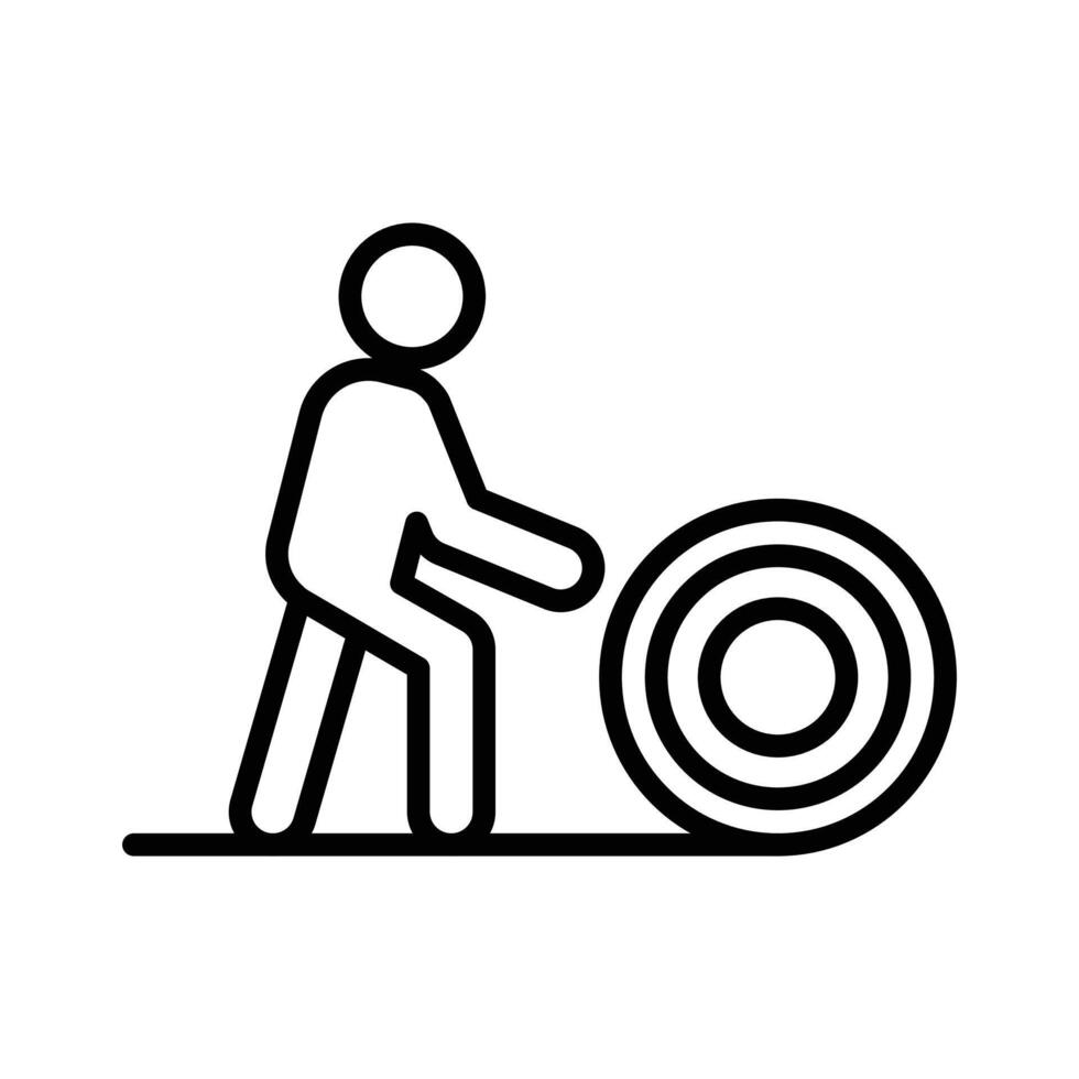 Man rolling carpet mat icon linear logo mark in black and white vector