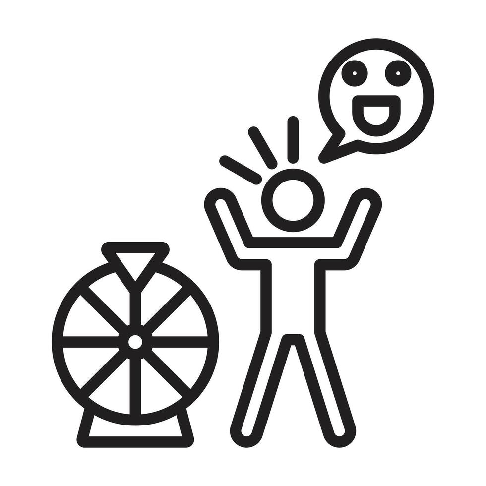 Men luck icon linear logo mark in black and white vector