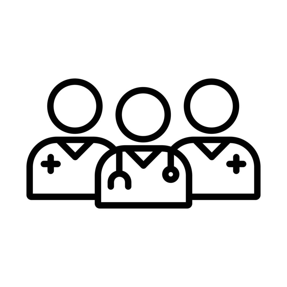Medical team icon linear logo mark in black and white vector