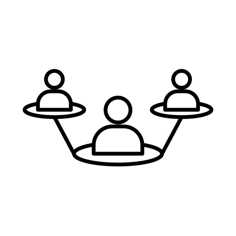Modern teamwork icon linear logo mark in black and white vector