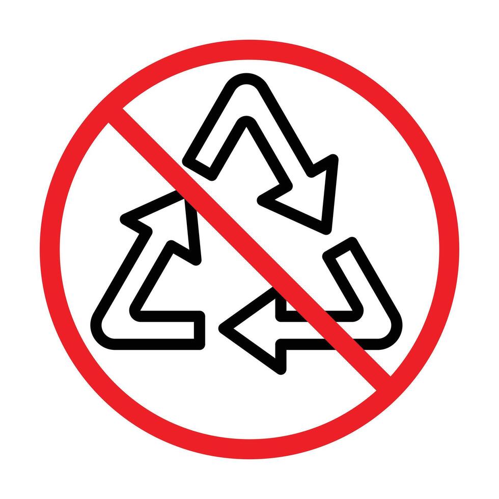Non Recyclable icon linear logo mark in black and white vector