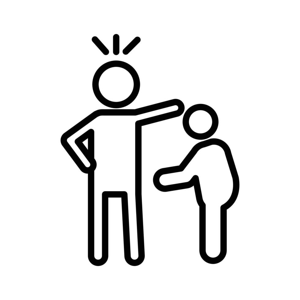 Parents scolding child icon linear logo mark in black and white vector