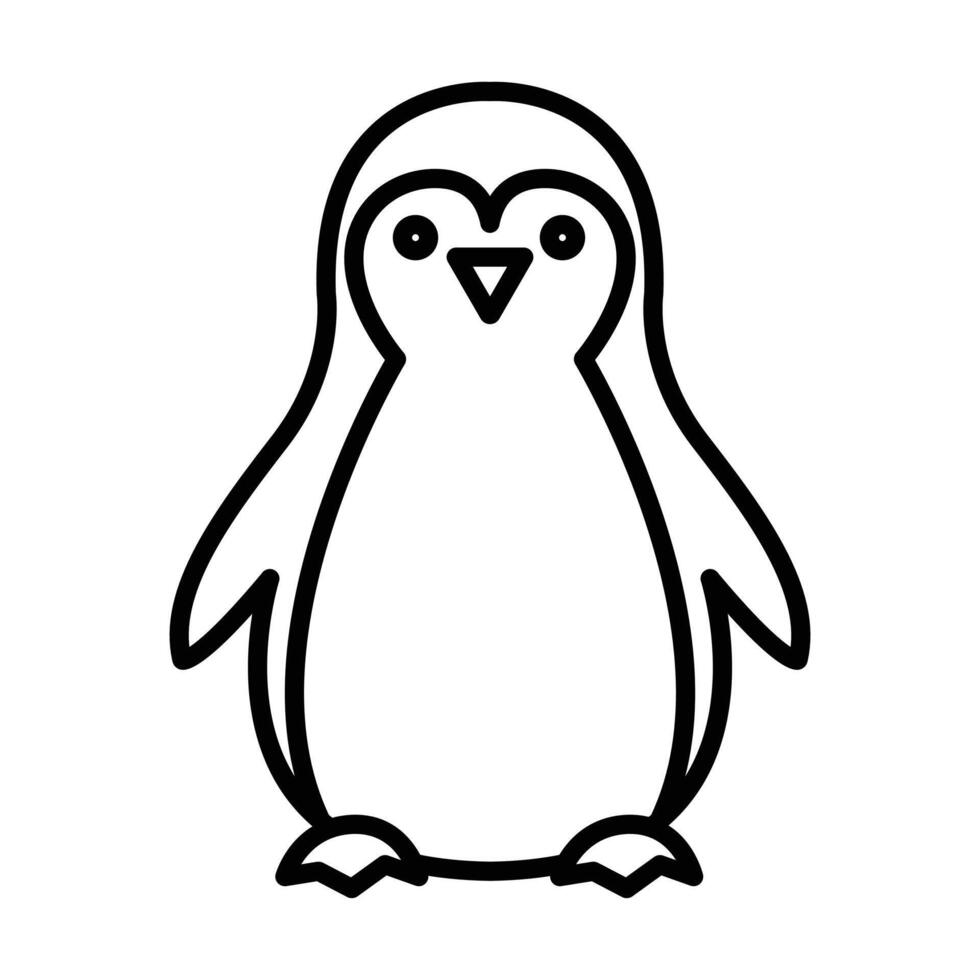 Penguin icon linear logo mark in black and white vector