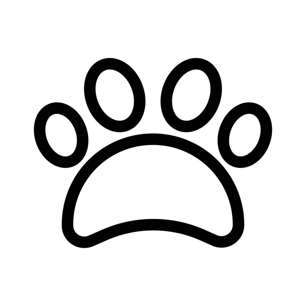 Paw icon linear logo mark in black and white vector