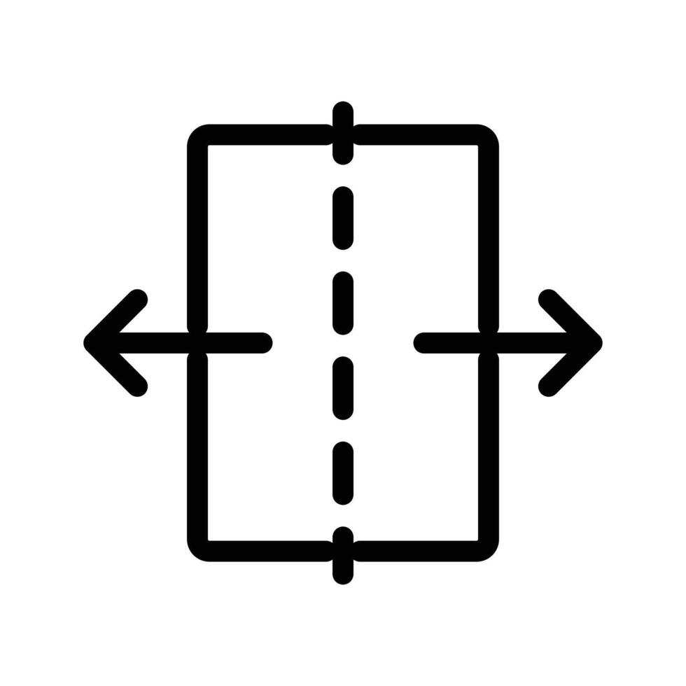 Separating arrow in two part icon linear logo mark in black and white vector