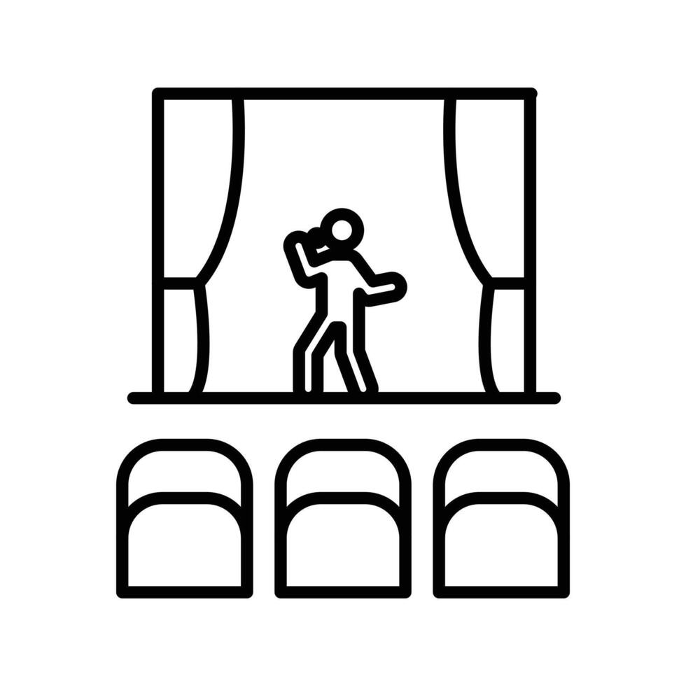 Stand up and theater show icon linear logo mark in black and white vector
