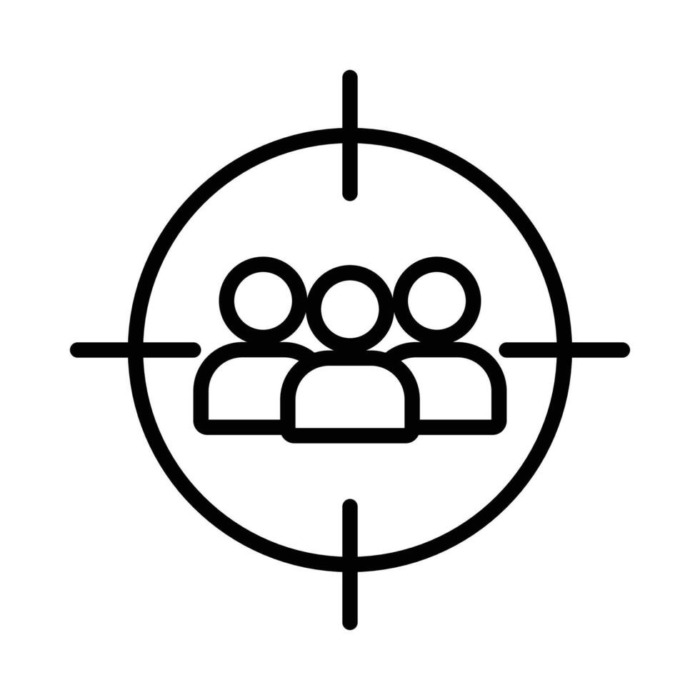 Target audience icon linear logo mark in black and white vector