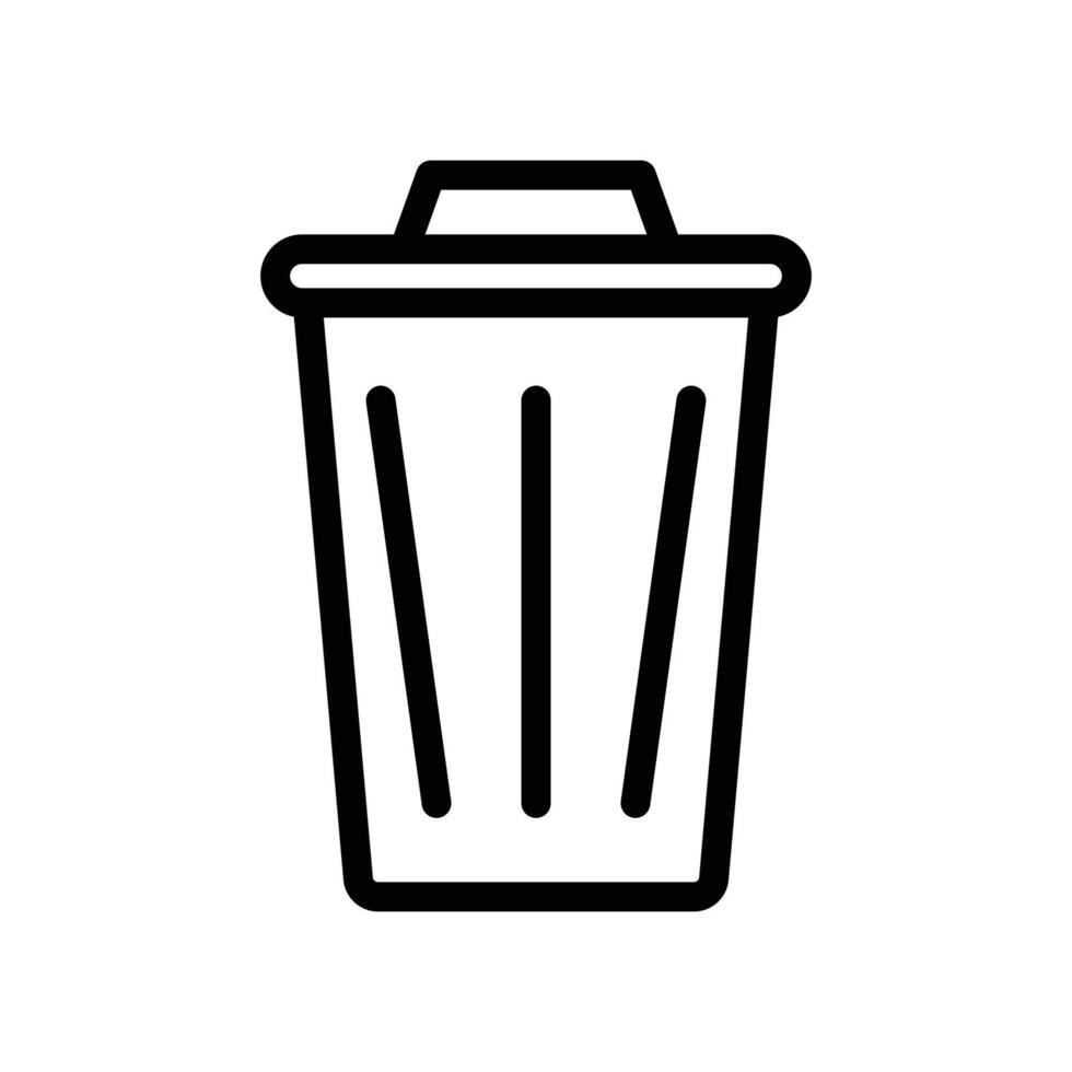Trash icon linear logo mark in black and white vector