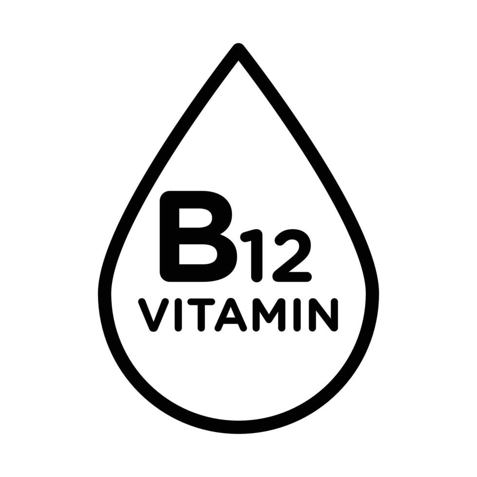 Vitamin B12 drop icon linear logo mark in black and white vector