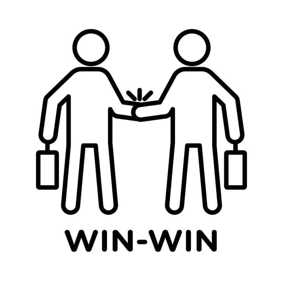 Win-win business deal icon linear logo mark in black and white vector