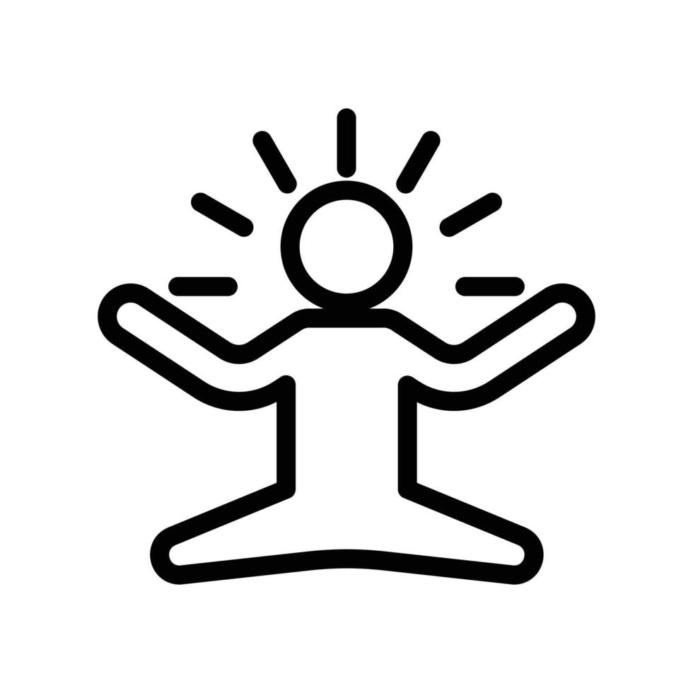 Yoga pose icon linear logo mark in black and white vector