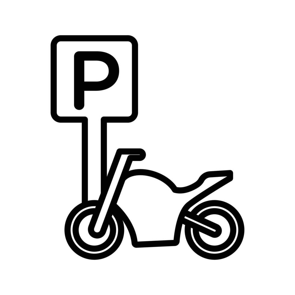 motorbike parking icon linear logo mark in black and white vector